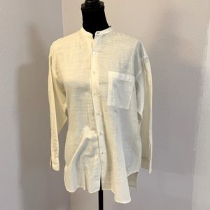 Vintage Esprit Collection White Linen/Cotton Blouse with Pocket